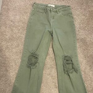 Stylish Light Olive Straight Leg Jeans for Women